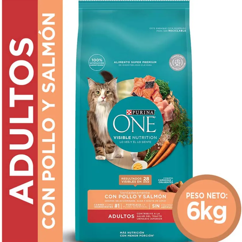 Purina One Adultos (1 A 7 Años)^PURINA® ONE® Adulto Pollo y Salmón 6kg