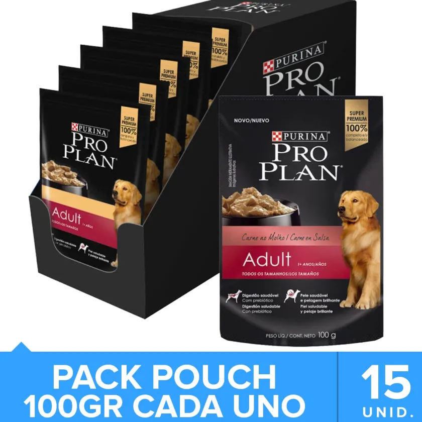 Pro Plan - Purina Húmedos^Purina Pro Plan Pouch Adult Dog Carne en Salsa 100gr Pack 15 Unidades