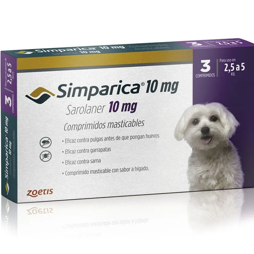 Simparica Antipulgas Y Garrapatas^2.5 a 5kg 3 Comprimidos