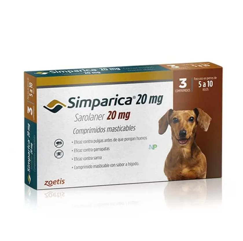 Simparica Antipulgas Y Garrapatas^5 a 10kg 3 Comprimidos