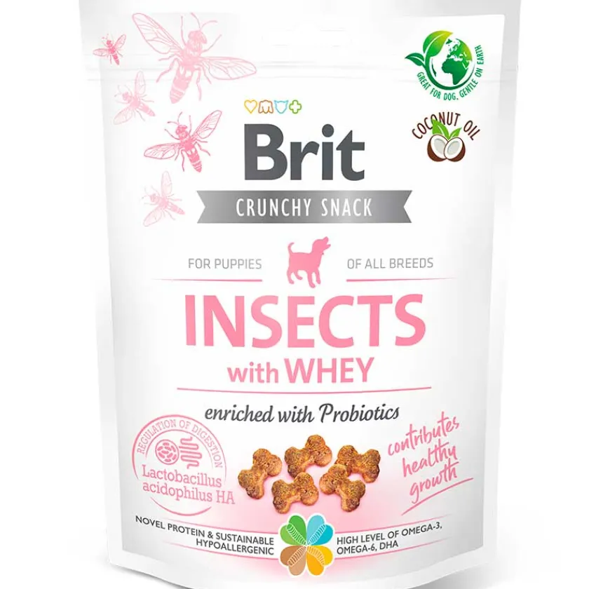 Brit Care Galletas Y Snacks | Cachorros (0 A 12 Meses)^Snack Dog Crunchy Insects With Whey for Puppys 200gr