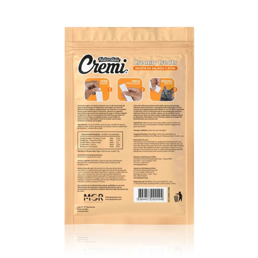 Naturalistic Galletas^SNACK GATO CREMI SALMON & ATUN 60 GRS