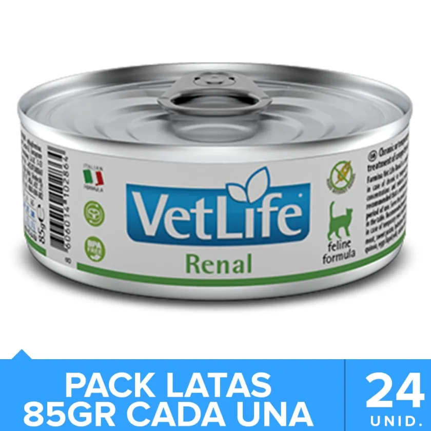 Vet Life Alimentación Medicada^Cat Renal Lata 85gr PACK 24 Unidades