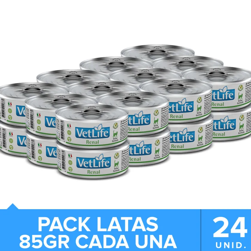 Vet Life Alimentación Medicada^Cat Renal Lata 85gr PACK 24 Unidades
