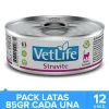 Vet Life Alimentación Medicada^Cat Urinary Struvite Lata 85gr Pack 12 Unidades