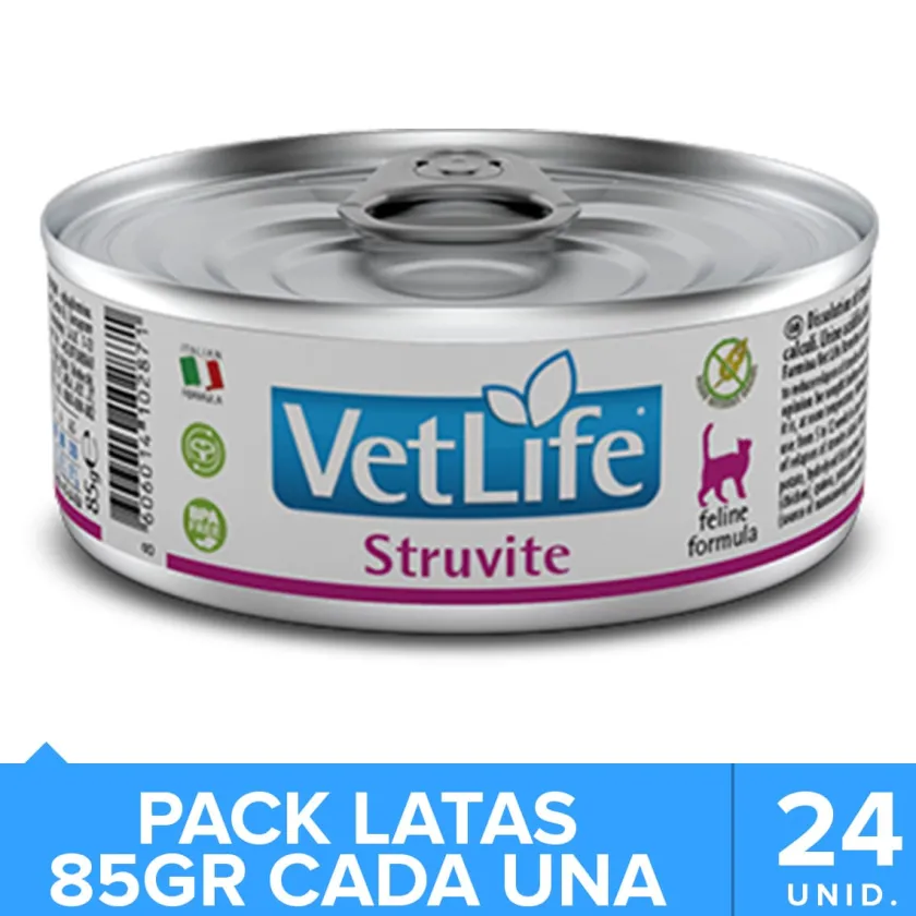 Vet Life Alimentación Medicada^Cat Urinary Struvite Lata 85gr Pack 24 Unidades