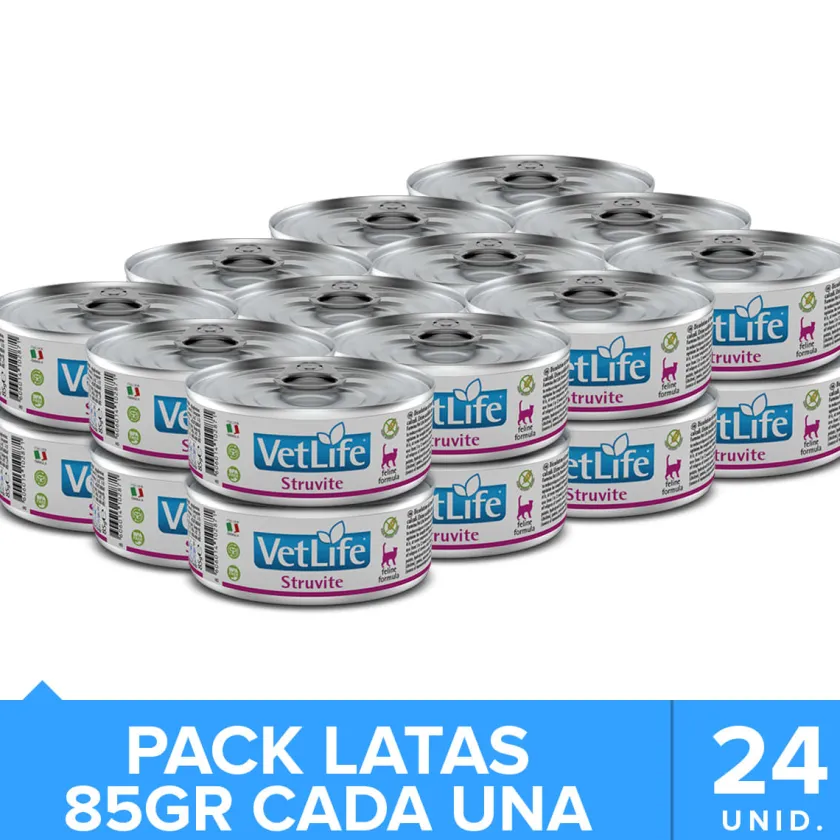 Vet Life Alimentación Medicada^Cat Urinary Struvite Lata 85gr Pack 24 Unidades