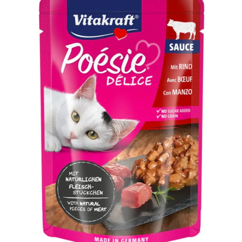 Vitakraft Húmedos | Galletas^Cat Snack Poesi Delice Sabor Carne 85gr PACK 23 Unidades